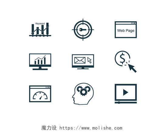 UI设计icon图标金融网页数据图标素材